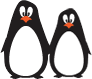 two small cartoon penguins